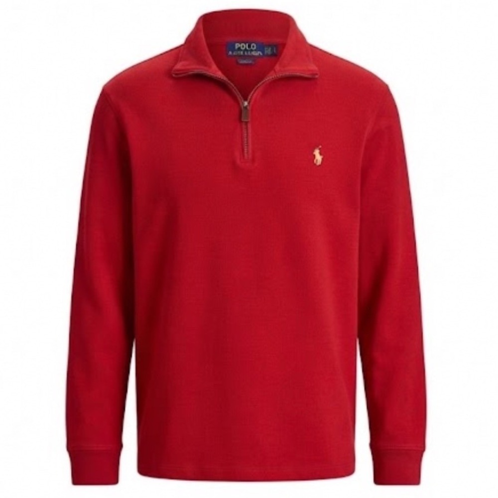 Polo Ralph Lauren Mens 3XB Red Estate Rib Quarter Zip Pullover Sweater Pony Logo
